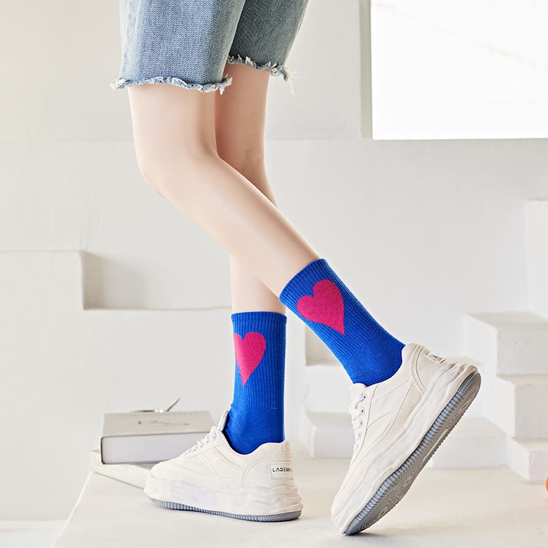 Vớ Cổ Trung Họa Tiết Trái Tim Nhiều Màu Sắc Thời Trang Thu Đông Phong Cách Hip Hop Dành Cho Nữ