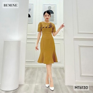 Đầm cổ tròn đính hoa ngực BEMINE MT6130