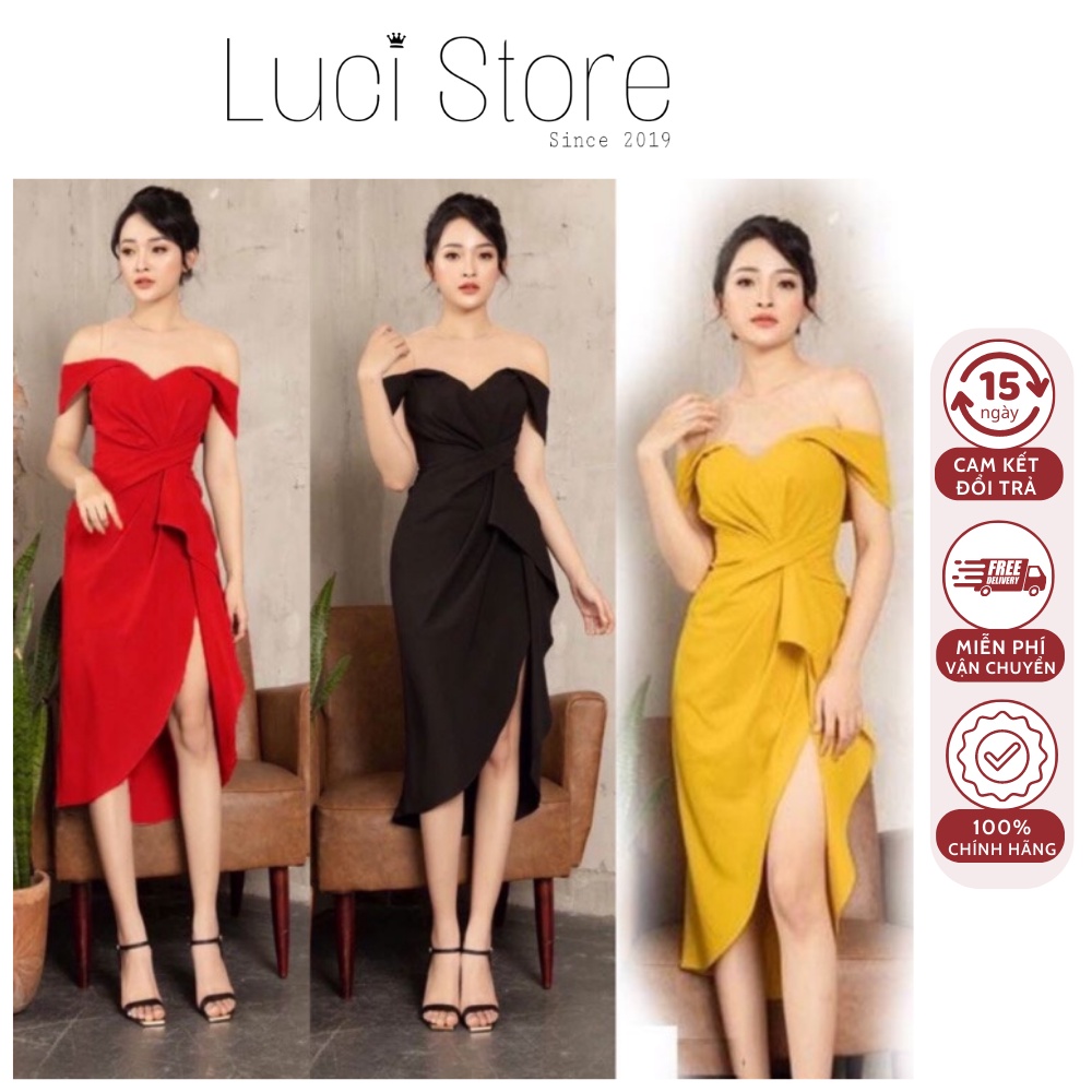 Đầm thun ôm trễ vai tà xéo đi tiệc | đám cưới | đi làm đều sang (có nhiều size và màu sắc)