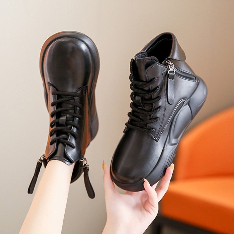 boot đế bánh mì giày boots nữ cổ thấp boot nữ cổ thấp giày bốt nữ cổ thấp bốt cổ ngắn Giày Bốt Martin Bằng Da Thật Cao Cấp Siêu Mềm Phong Cách Phương Tây Thời Trang Xuân Thu [1109]