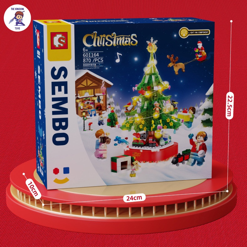 Đồ Chơi Lắp Ráp Noel Mô Hình Cây Thông Giáng Sinh Hộp Nhạc Dây Cót Và Đèn Phát Sáng Merry Christmas 601164