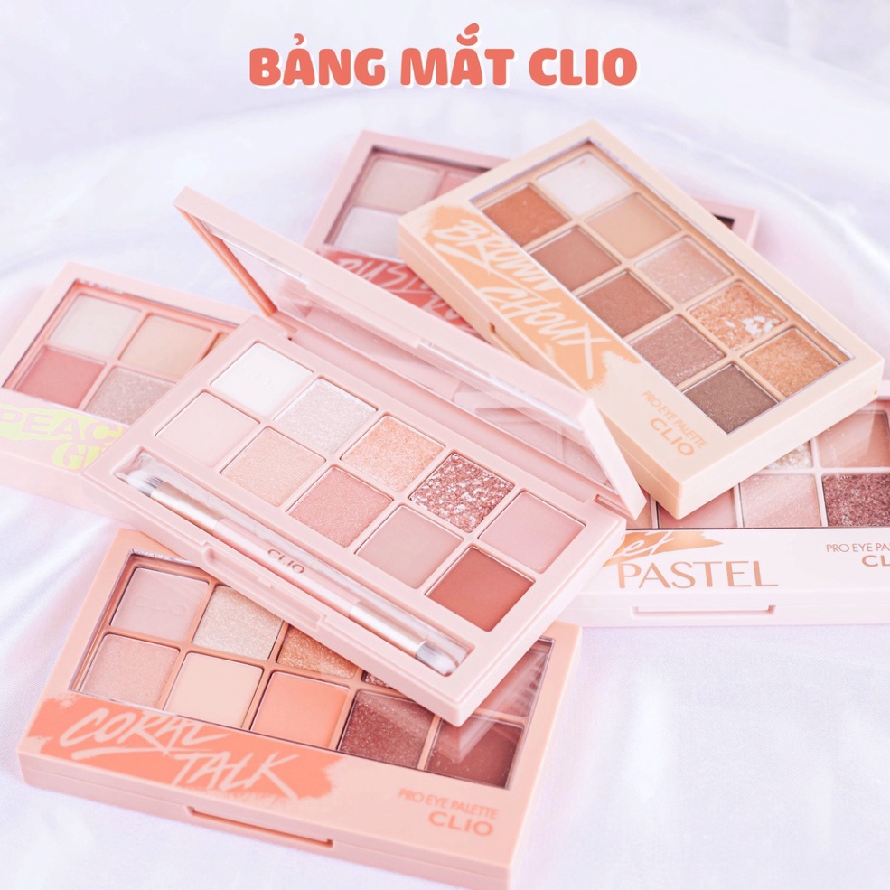 Bảng phấn mắt Clio Pro Eye Palette 10 mắt lì nhũ xinh, bám màu siêu tốt chính hãng Halomi TRANCI