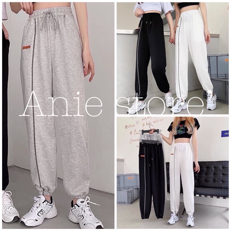 Quần Jogger Nữ Chaỵ Sọc Thêu Logo 🦋 Quần Nỉ Nữ Dáng Đứng 3 Màu 🦋