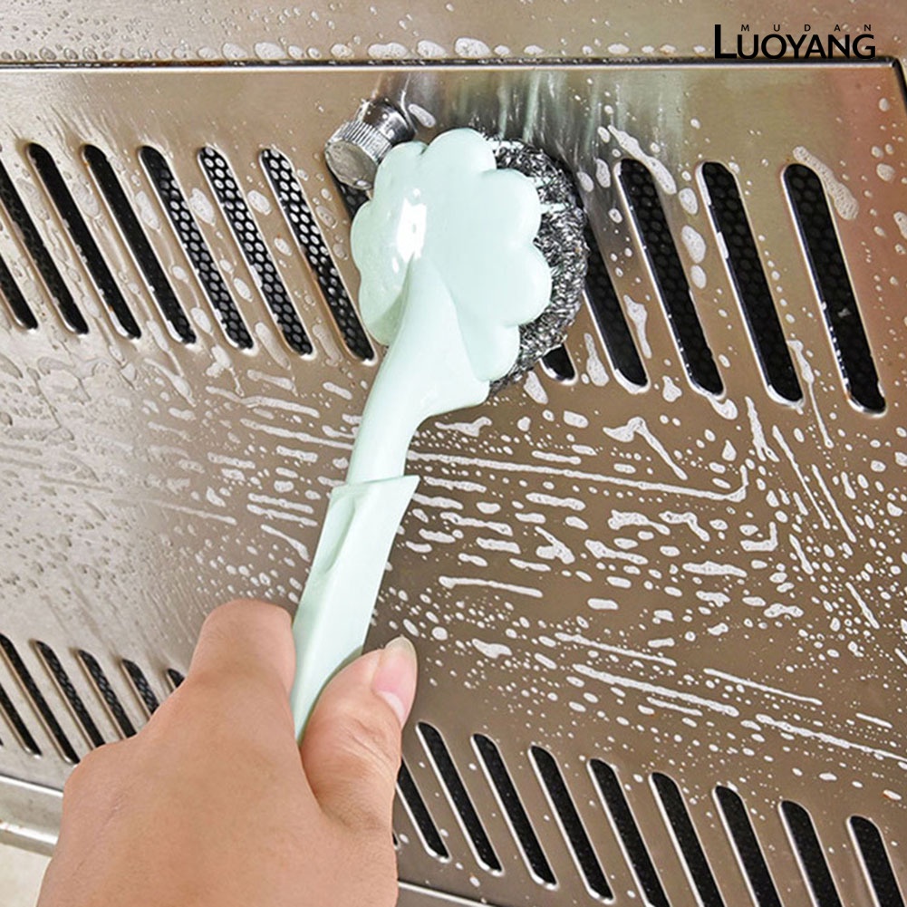 Cọ Chà Nồi Sợi Thép Tay Cầm Bằng Nhựa Tiện Lợi