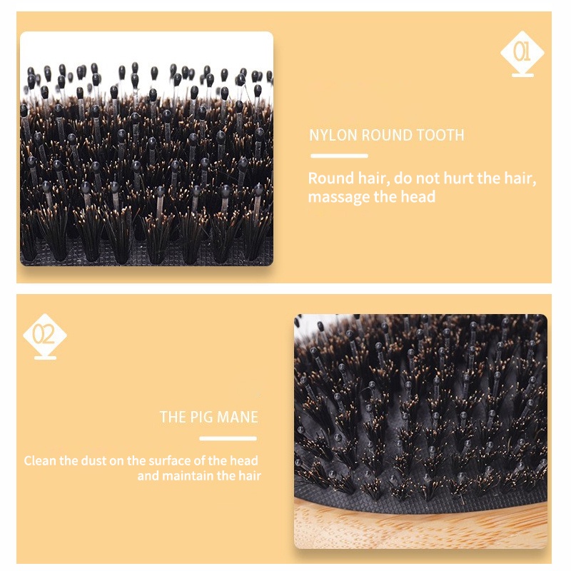 Lesa Cây tre lược đệm hơi lược chải tóc thẳng Lược túi khí massage