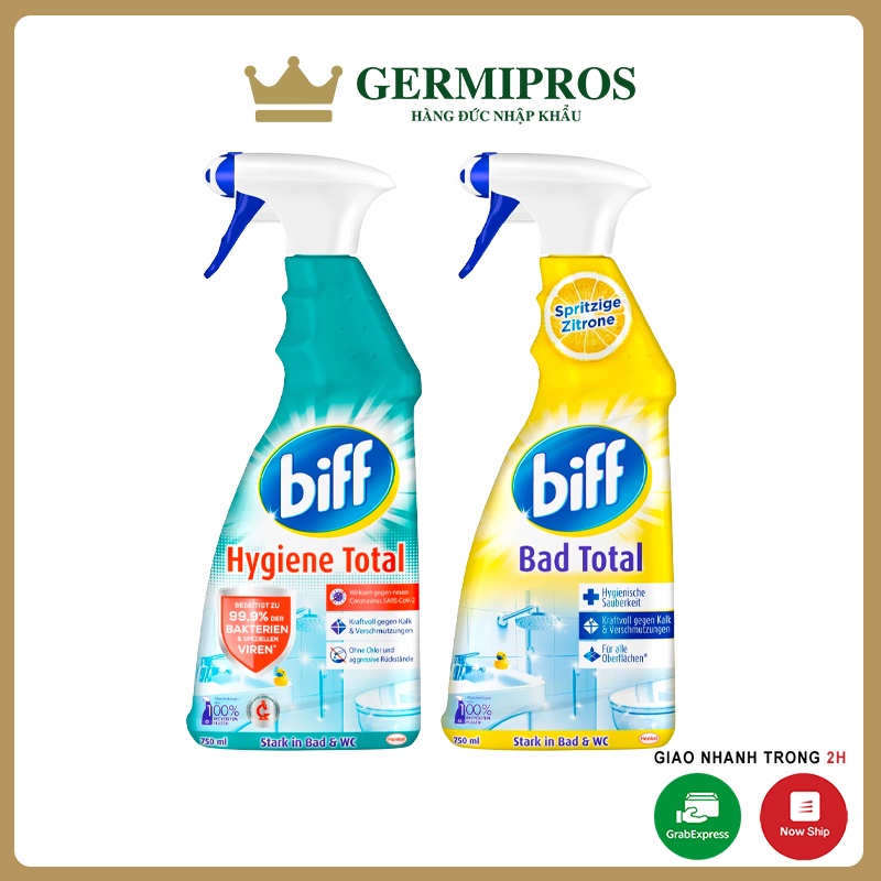 Chai xịt tẩy nấm mốc Biff Hygiene Total diệt 99% vi khuẩn