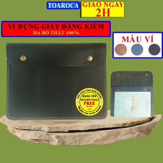 Ví da bò đựng giấy tờ đăng kiểm ô tô, giấy tờ xe ô tô bằng da bò thật 100% hoàn thiện bằng tay