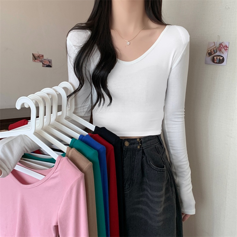 Áo lông cừu SUXI cổ chữ V màu sắc đơn giản dáng ôm thời trang cho nữ