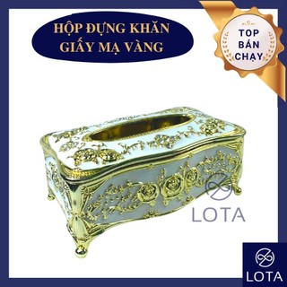 Hộp đựng khăn giấy mạ vàng quý tộc, dụng cụ chứa tissue đẹp sang trọng, đồ trang trí bàn ăn phòng