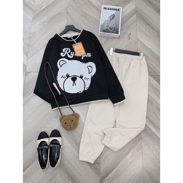 [ 𝐅𝐑𝐄𝐄 𝐒𝐇𝐈𝐏 ] Bộ gấu siêu hót ra thêm bản màu đen  Chất nỉ tàu dày đẹp, mặt trong lót bông nhẹ ấm