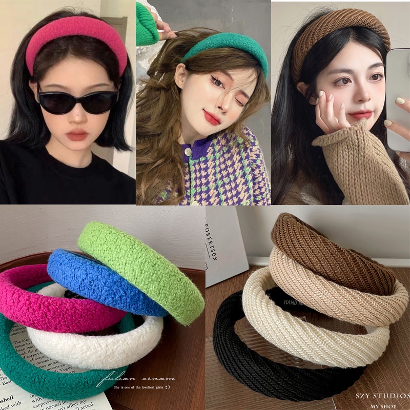 Băng Đô Cài Tóc Dệt Kim Viền Rộng Phong Cách Hàn Quốc Thanh Lịch Mới