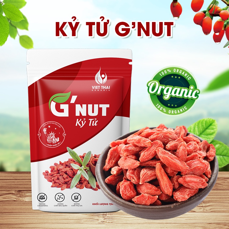 Kỷ Tử Hữu Cơ G'Nut - Kỉ Tử sấy khô chua ngọt thực dưỡng - Uống trà - Dưỡng Nhan (GÓI 450g)