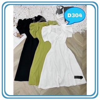 Đầm midi xoắn cổ rộng dáng A tôn dáng