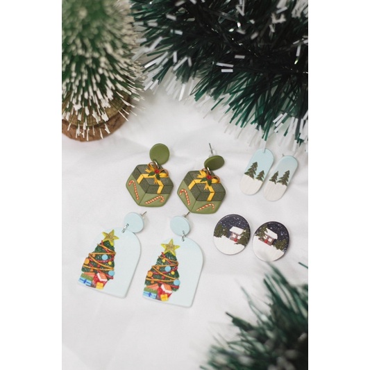 Khuyên tai đất sét nung Polymer Clay (It's December)