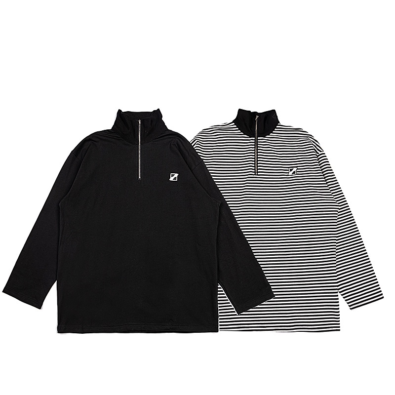 Áo Thun Tay Ngắn Cổ Cao Dáng Rộng Có Khóa Kéo Phong Cách Trung Hoa Cho Nam Và Nữ We11