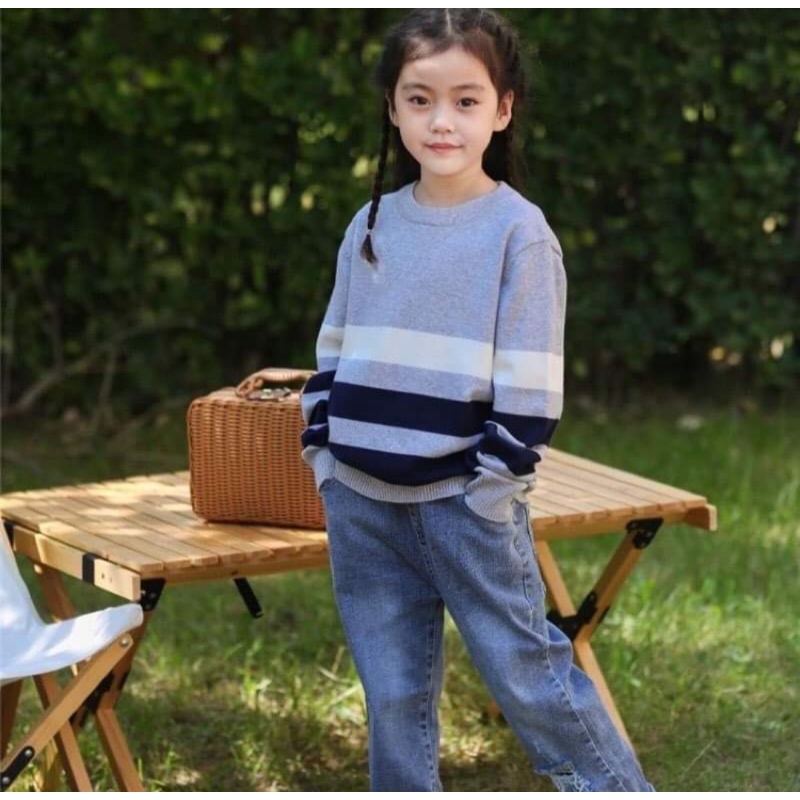 ÁO LEN KẺ UNISEX CHO BÉ 25-55KG