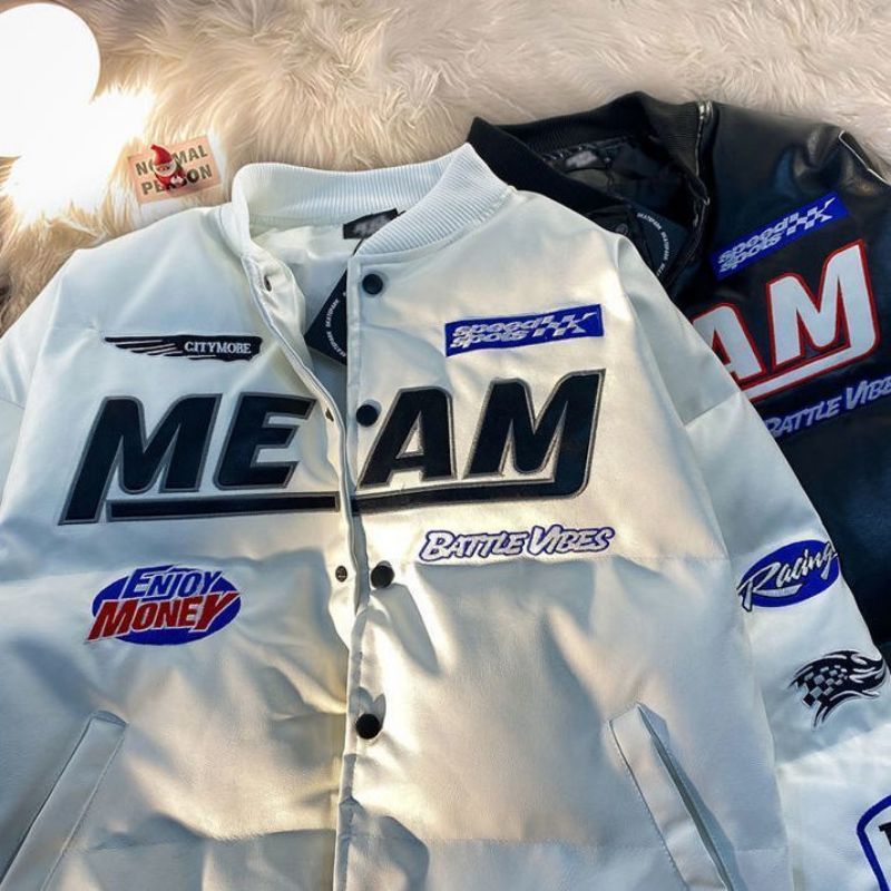 Áo khoác phao Da PU siêu ấm, phong cách Hip Hop