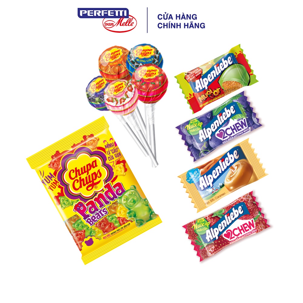 Combo 3 Hỗn hợp kẹo cực vui gói 280g (Chupa Chups, Alpenliebe, Mentos)