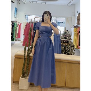 Đầm WH Cổ Vuông Hở Lưng Nơ Sau