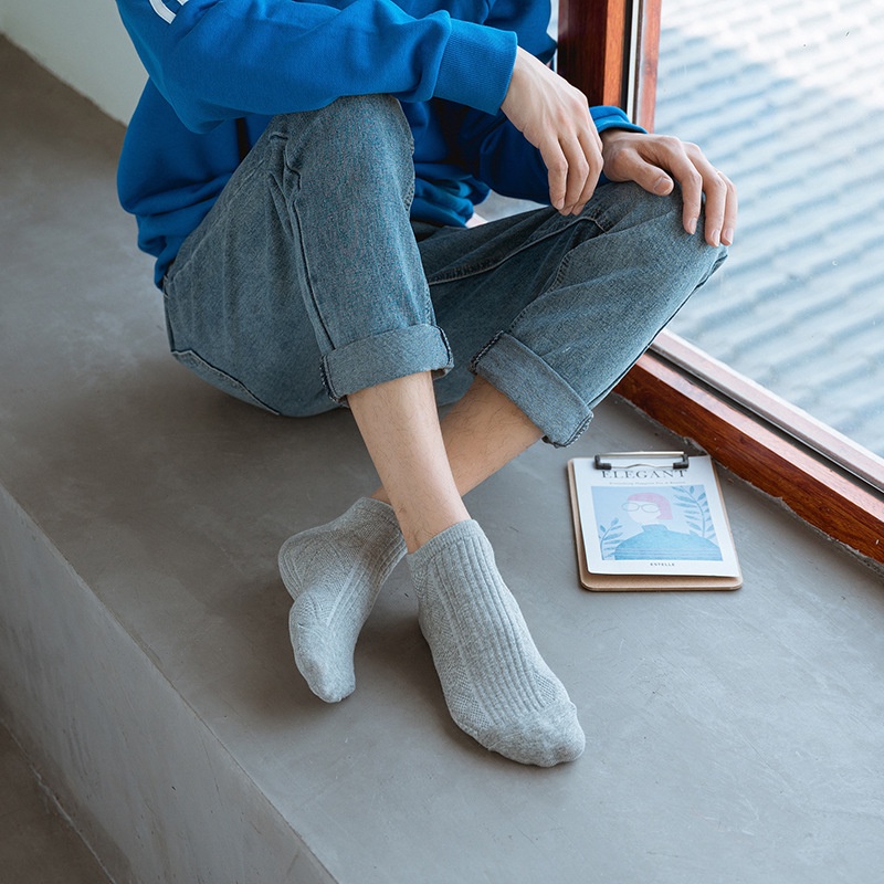 Tất Nam Nữ Cổ Ngắn Phong Cách Hàn Quốc Chất Liệu Cotton Ôm Chân Kháng Khuẩn Khử Mùi 88343