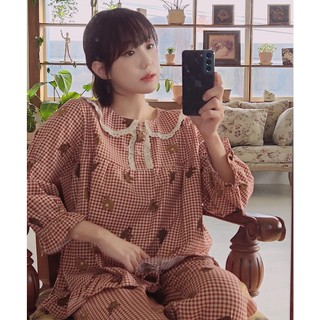 (22187V) Ulala Pajama Dancing Bear 2 (30S)Áo tay dài 2 mảnh đỏ