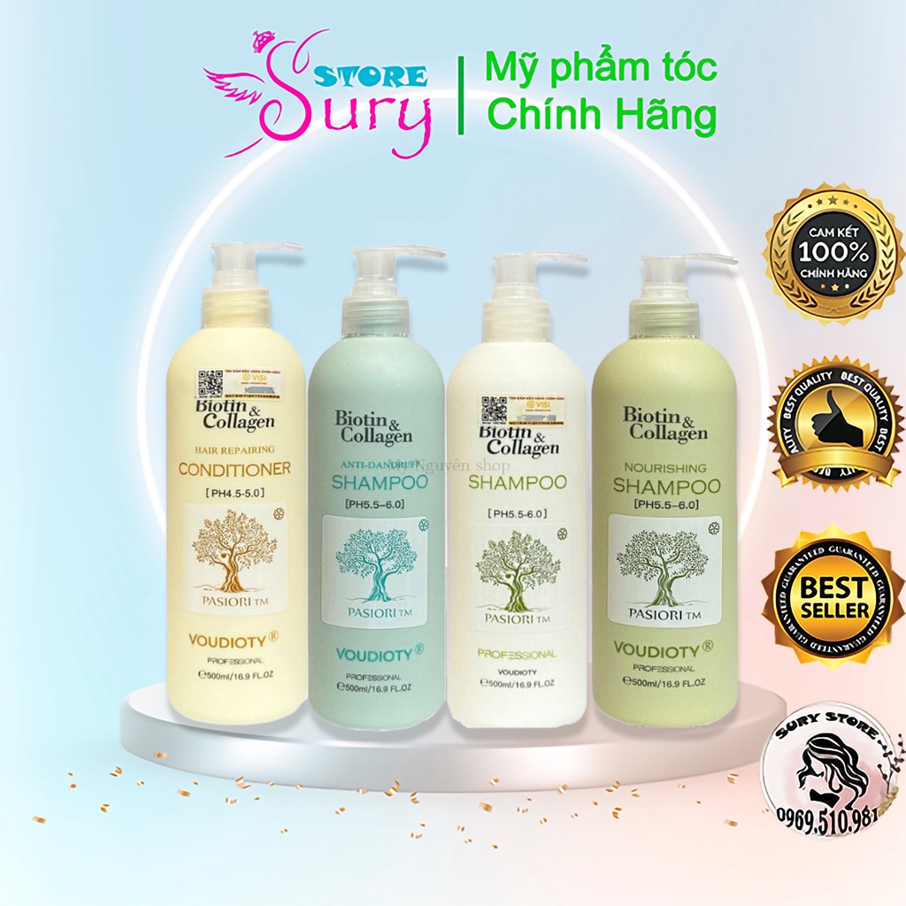 Dầu gội Biotin Collagen 1000ml chống rụng kích thích mọc tóc, phục hồi tóc sạch gàu.Màu vàng,trắng,xanh lá, _Sury Store