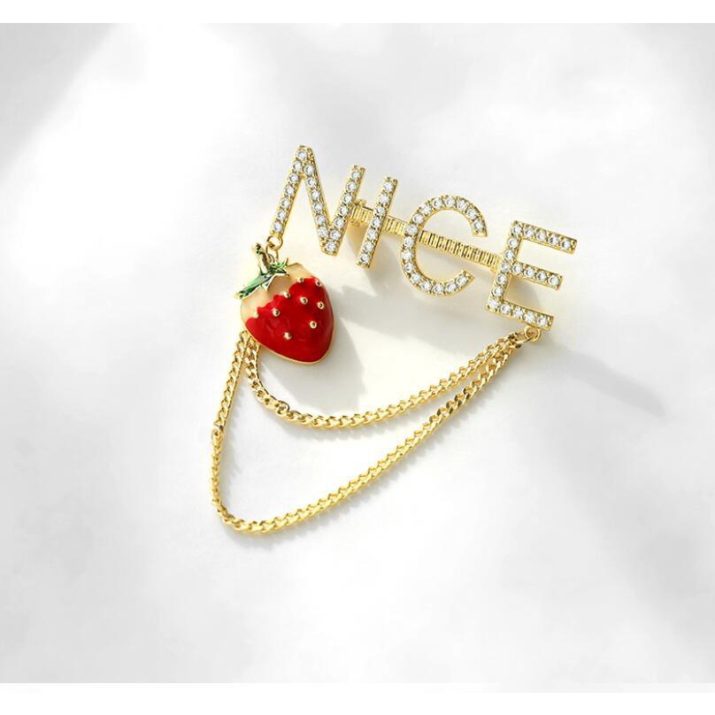 Ghim Cài Áo Tua Rua Dâu Tây Nhỏ Phong Cách Mới Cho Nữ