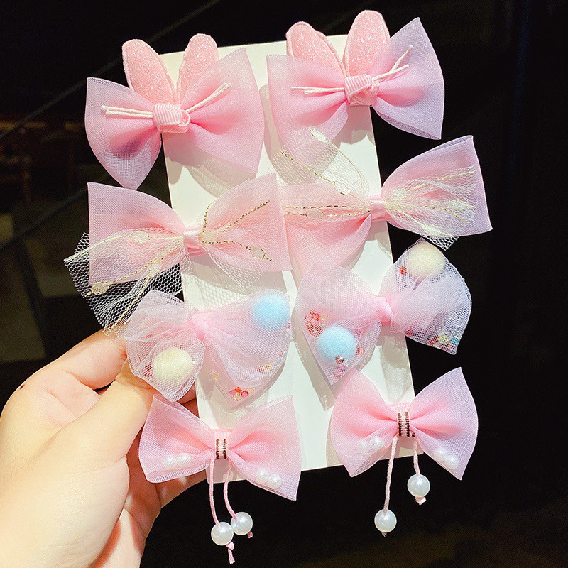 Set 8 Kẹp Tóc Nơ Mùa Hè Cho Bé Gái DUYÊN CƯỜNG688