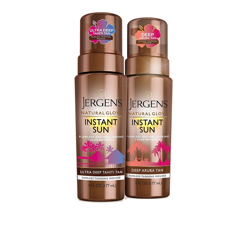 Mousse nhuộm nâu da Jergens Natural Glow Instant Sun Body Mousse Dark Self Tanner for Deep Tan 177ml (Mỹ)