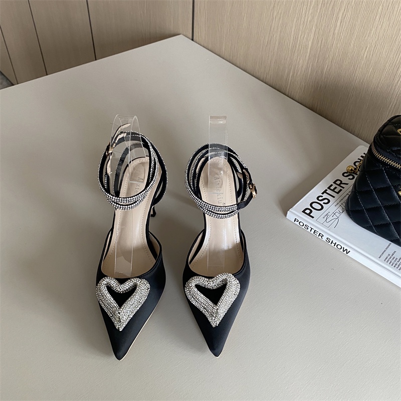 Giày Cao Gót Mũi Nhọn Đính Đá Thời Trang Âu Mỹ 2023 Cho Nữ