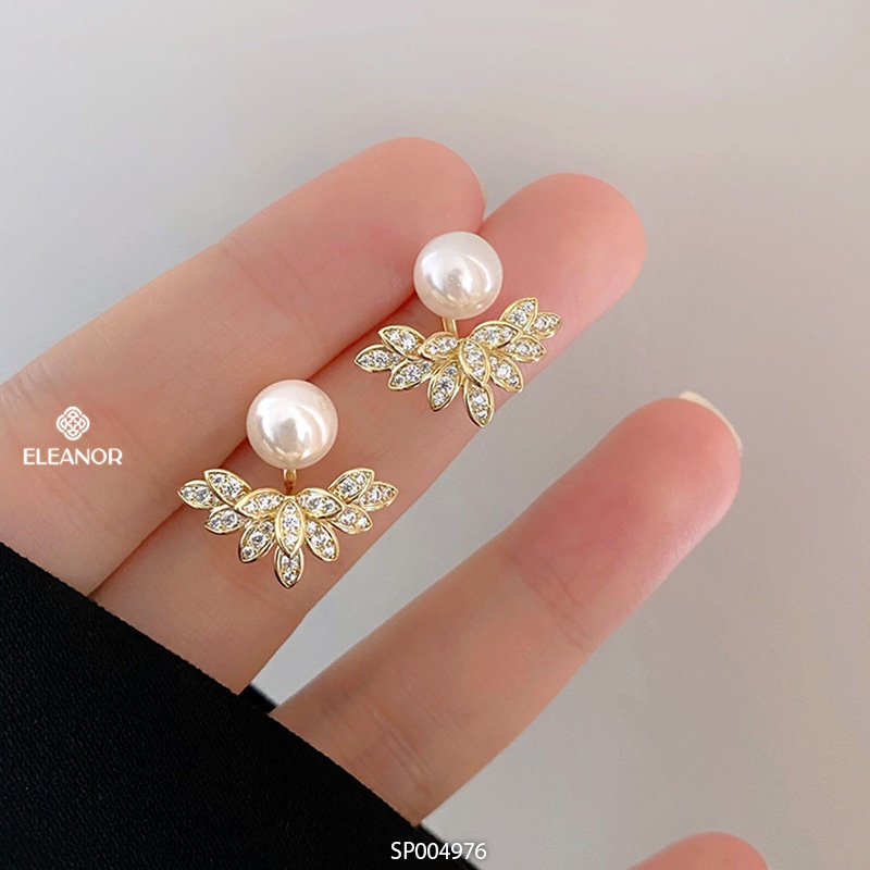 Bông tai nữ chuôi bạc 925 Eleanor Accessories ngọc trai nhân tạo hình đôi cánh phụ kiện trang sức 4976