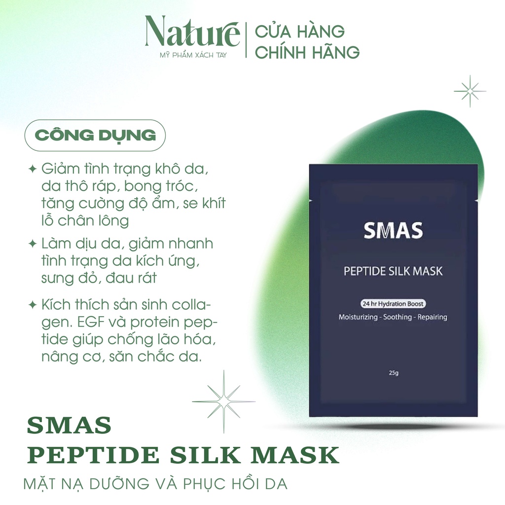 Mặt nạ dưỡng và phục hồi da SMAS Peptide Silk Mask 24H Hydration Boost 25G Nhật Bản dành cho da nhạy cảm, treatment | BigBuy360 - bigbuy360.vn
