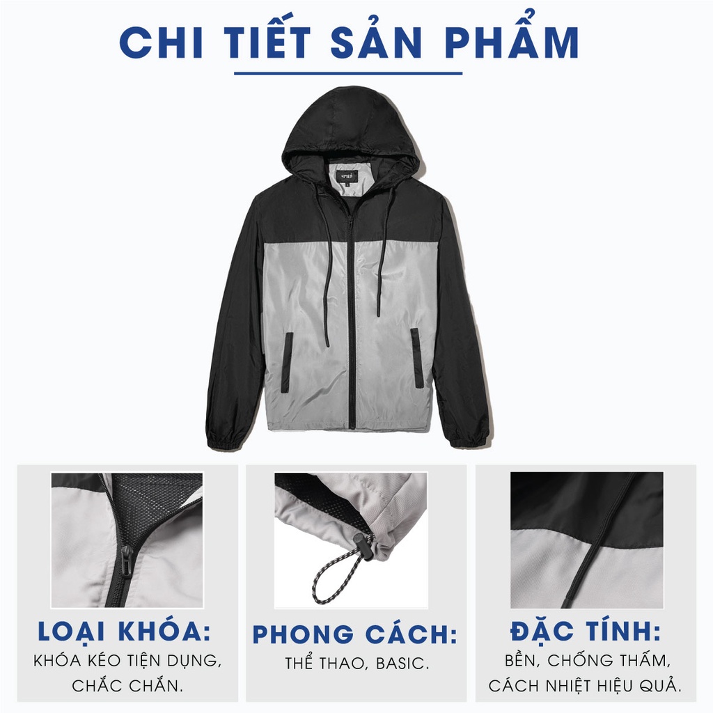 Áo khoác dù nam có nón 4MEN AK025 may 2 lớp dày dặn, chống nắng cản gió, phối 2 màu đẹp trẻ trung, khóa kéo, có dây rút