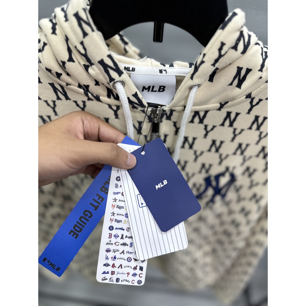 Hoodie Zip MLB Monogram Có Khóa kéo Vải cotton 100%