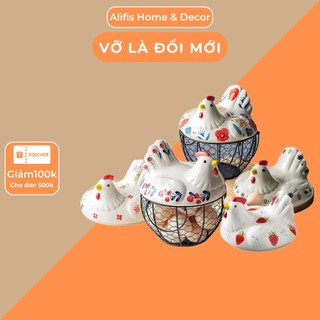 Giỏ đựng trứng gà bằng sứ dễ thương
