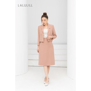 Áo vest dáng suông lửng LALULILL hai lớp chất liệu vải tuýt xi cao cấp màu hồng LAV2275302