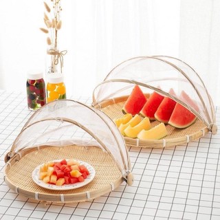 Lồng bàn tre đậy thức ăn tránh bụi, mẹt lồng bàn gấp gọn Hanhdecor nhiều Size