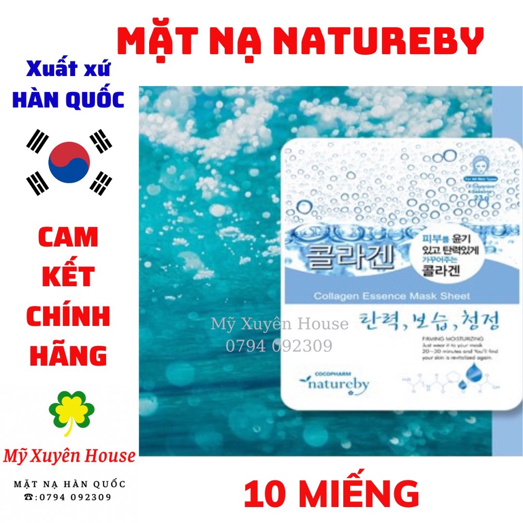 10 miếng mặt nạ dưỡng da Collagen Natureby chính hãng Hàn Quốc