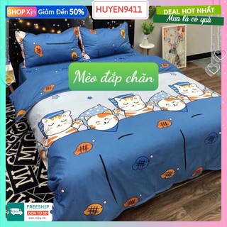 [HCM]Bộ Ga Gối 3 Món 1mx2m cotton poly,sẵn hàng,có chọn mẫu[MÈO ĐẮP CHĂN]
