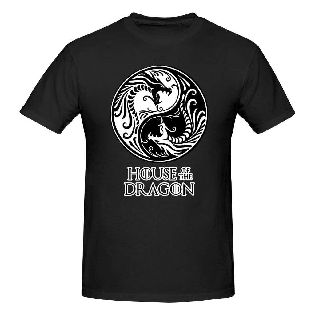 GILDAN Áo Thun 100% Cotton Tay Ngắn Cổ Tròn Màu Trắng Đen In Hình Rồng Có Size Lớn Cho Nam Giới