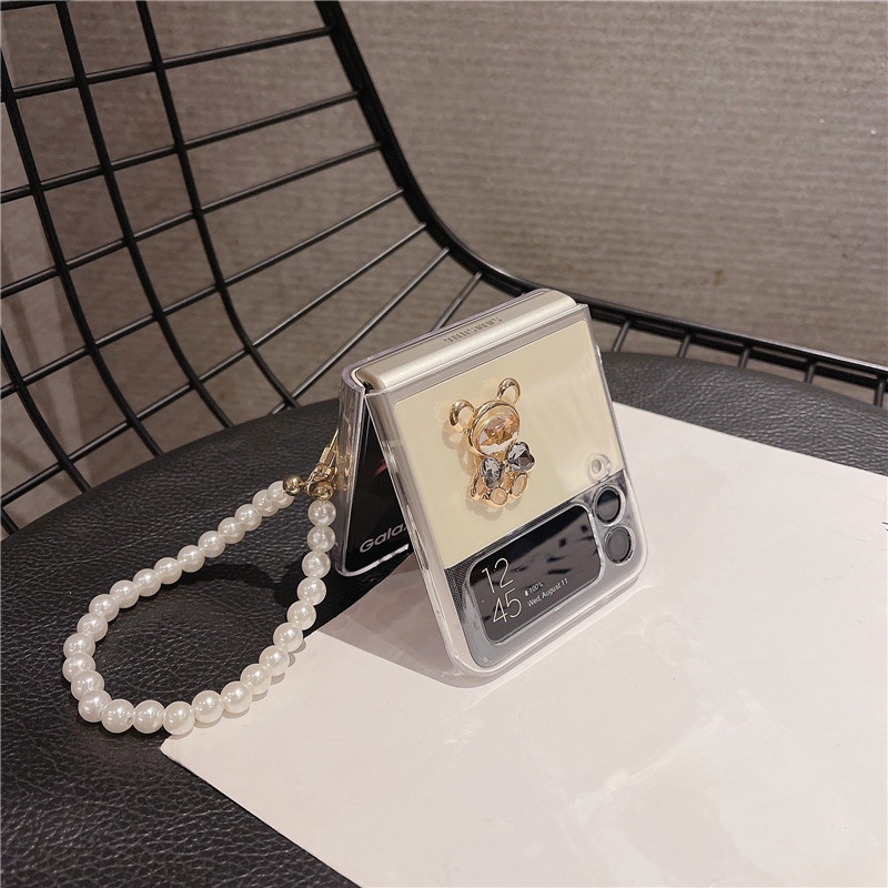 Ốp Điện Thoại Chống Sốc Có Vòng Tay Hình Gấu 3D Cho Samsung Galaxy Z Flip 3 Samsung Galaxy Z Flip 4