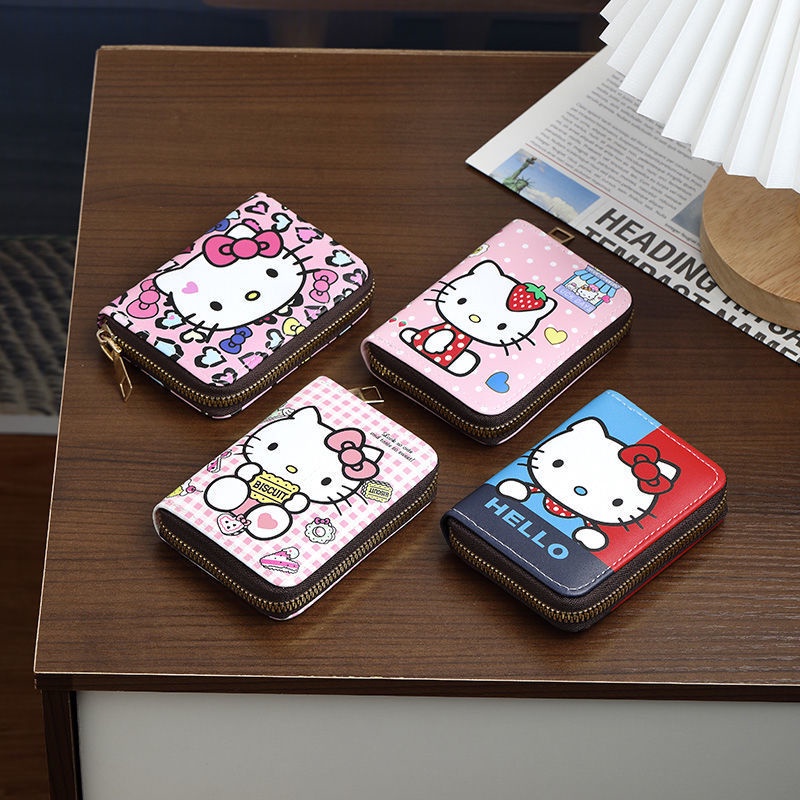 Sanrio Ví Đựng Thẻ Nhiều Ngăn Sức Chứa Lớn Họa Tiết Hello Kitty Dễ Thương Cho Nữ
