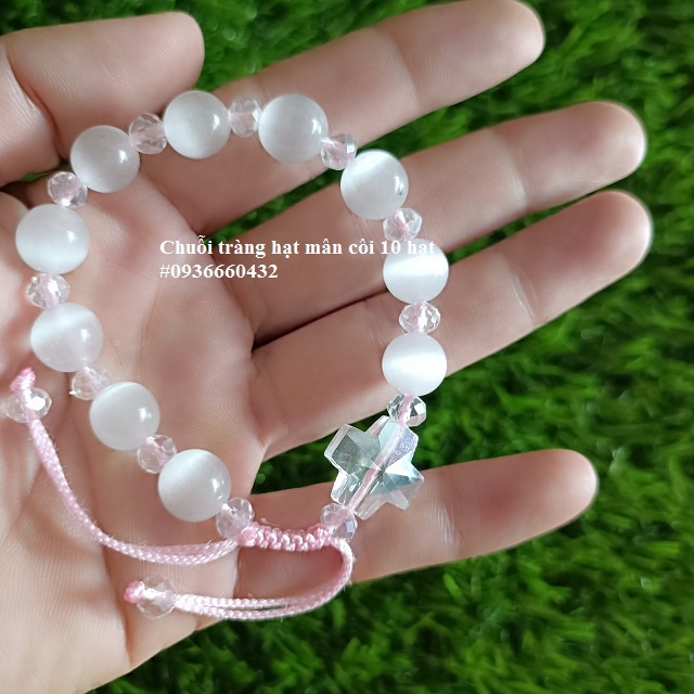 Chuỗi tràng hạt mân côi công giáo màu trắng 10 hạt 8li 10li đeo tay - quà tặng công giáo