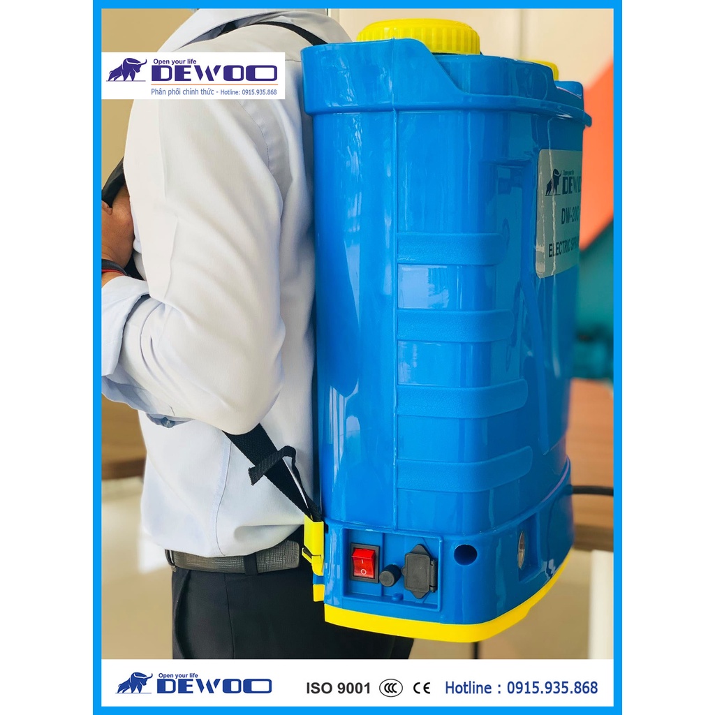 Bình phun thuốc trừ sâu bằng điện 20lít DEWOO Model DW-20C -Máy bơm xịt thuốc tưới cây mini ch