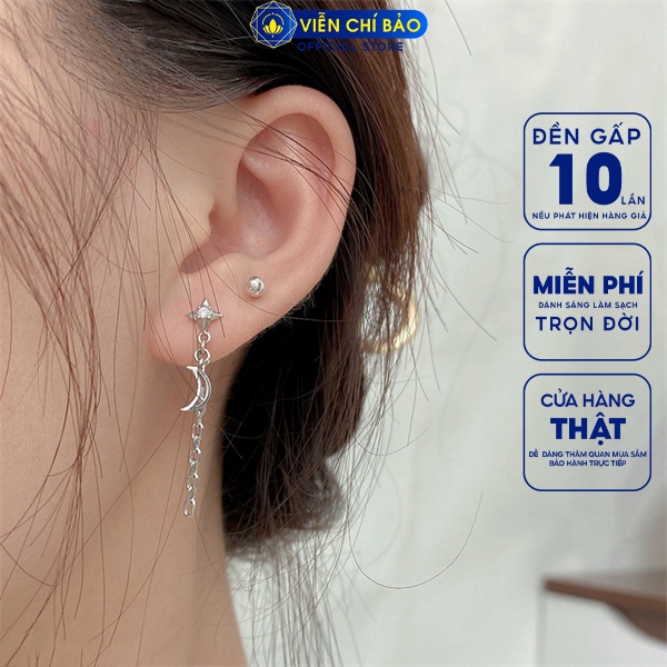 Bông tai xích sao chất liệu bạc Thái 925 thời trang phụ kiện trang sức nữ Viễn Chí Bảo B000321