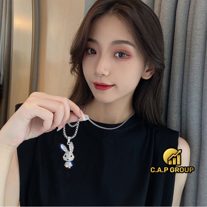 Dây chuyền nữ cá tính không gỉ vòng cổ đính đá Zircon lấp lánh hình Thỏ