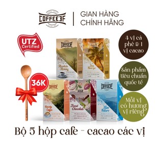 Combo 5 vị cà phê và cacao hoà tan (5 hộp x 10 gói/hộp) - Coffee 3F