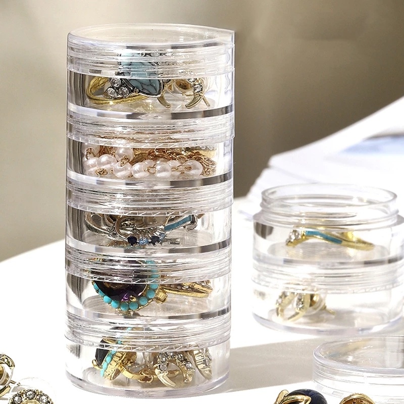 Hộp Đựng Trang Sức Nhiều Tầng Trong Suốt Chống Bụi Tiện Dụng