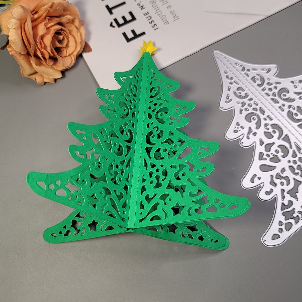 ❥ ❈ Cây Giáng Sinh Cắt Kim Loại Chết Giấy Dập Nổi Giấy Thêu Sò Thiệp Chúc Mừng Thủ Công DIY Cắt Chết