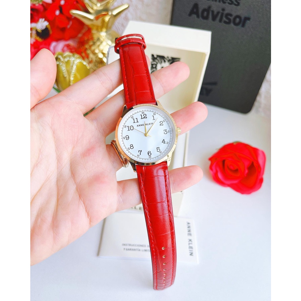 Đồng hồ nữ Anne Klein Dây Da đỏ xinh đẹp Mỹ